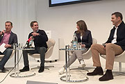 ispo munich 2015 Pressekonferenz mit Moderator Markus Otmar, Philipp Lahm, Sixtus Geschäftsführerin Petra Reindl, Franz Kroha (Gesellschafter SIXTUS Werke Schliersee GmbH) (©Foto: Martin Schmitz)